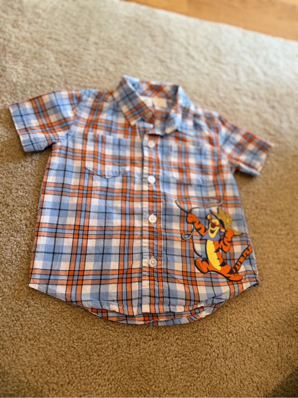 Disney Baby Tigger Cowboy Plaid Button Up Shirt 18M 2013